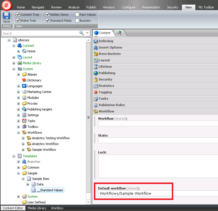 Template Standard Values - Default Workflow